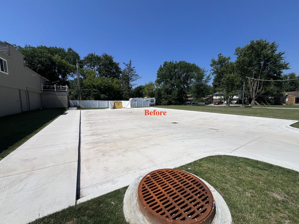 Blank unstriped parking lot before True Line Pavement striping in Macomb County, Michigan